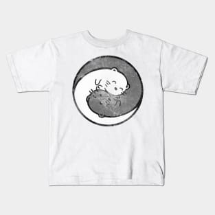 yinyang ying and yang otters vintage women cute cartoon kawaii Kids T-Shirt